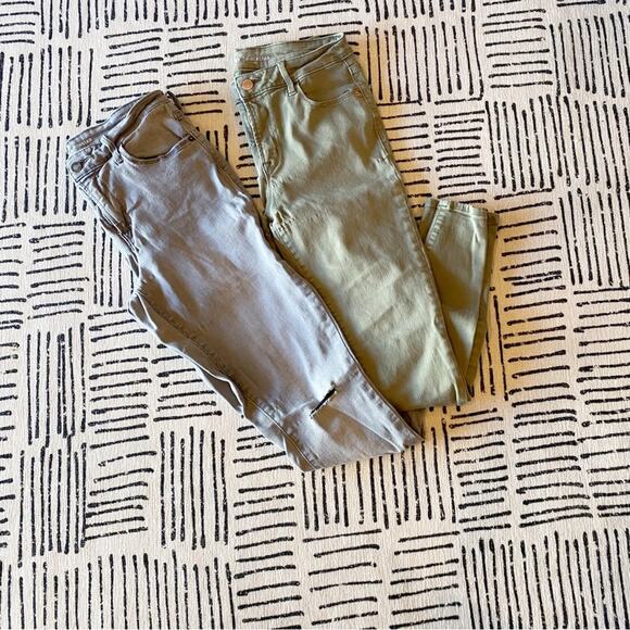 Old Navy Rockstar Mid-Rose Skinny Jean Bundle Grey and Olive Size 8 - Picture 1 of 11